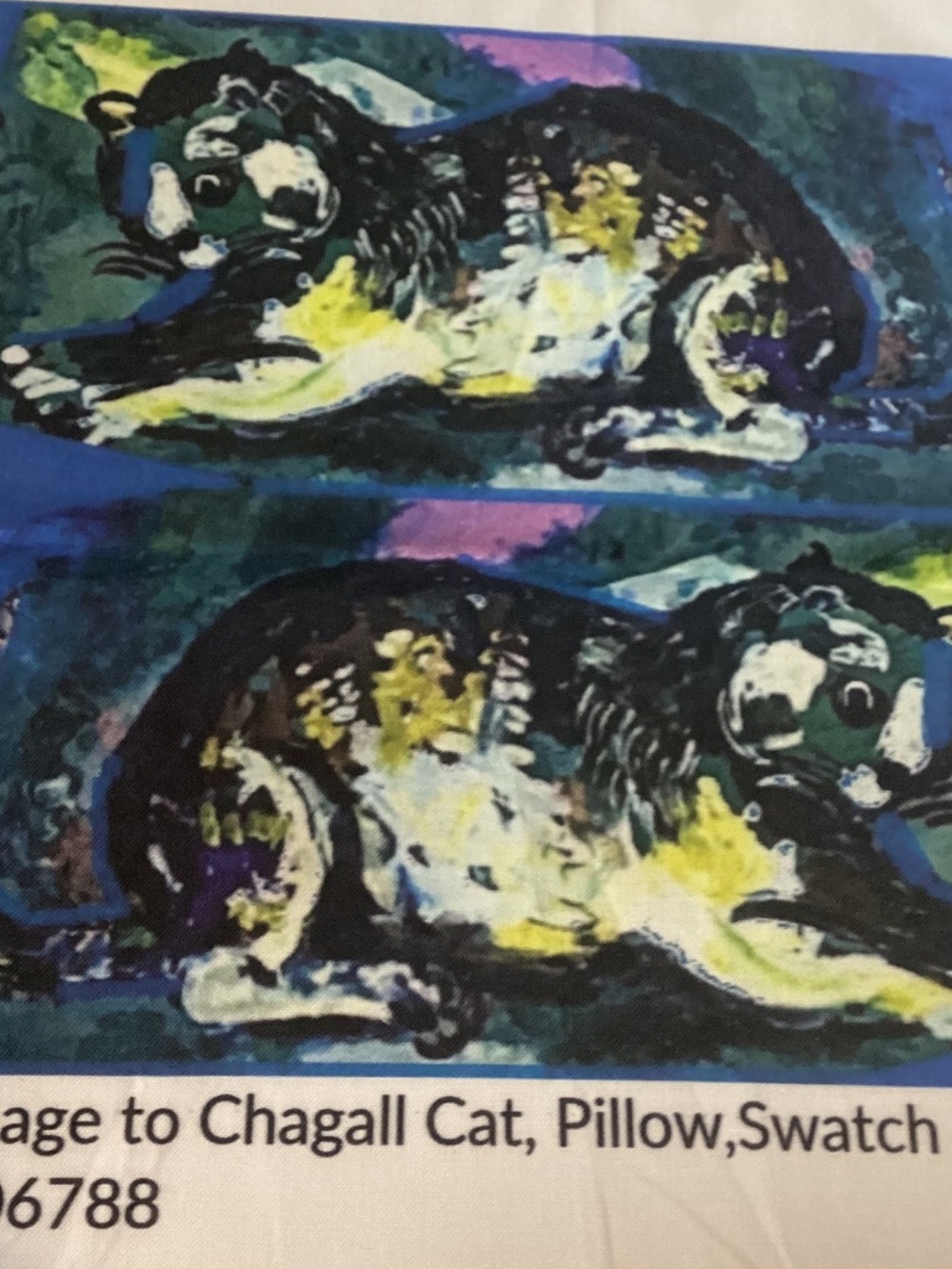Homage to Chagall’s Cat - Cotton Fabric Swatch